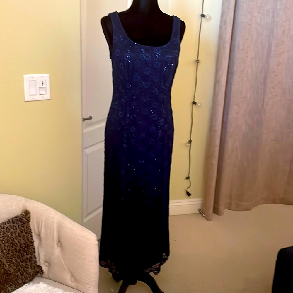 Semi Formal Navy Blue sheath dress.